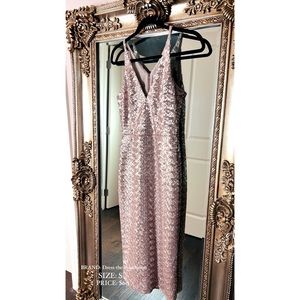 NWT. DRESS THE POPULATION BABY PINK SEQUIN MIDI DRESS